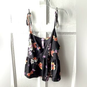 Savage X Fenty Black and Purple Tie Front Camisole